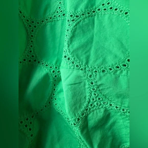 NWOT Sigrid Olsen Plus Green Eyelet Oversized Button Down Shirt - Picture 10 of 11